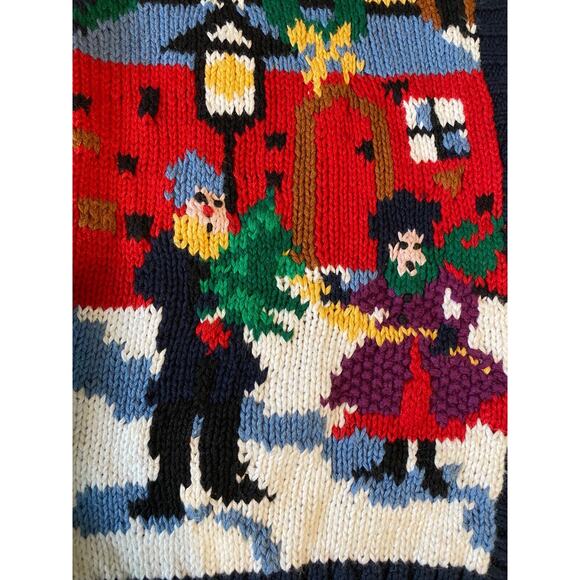 Vtg Birch Bros Holiday Christmas Sweater Cardigan Women's Multi-Color Graphic M - Picture 7 of 12